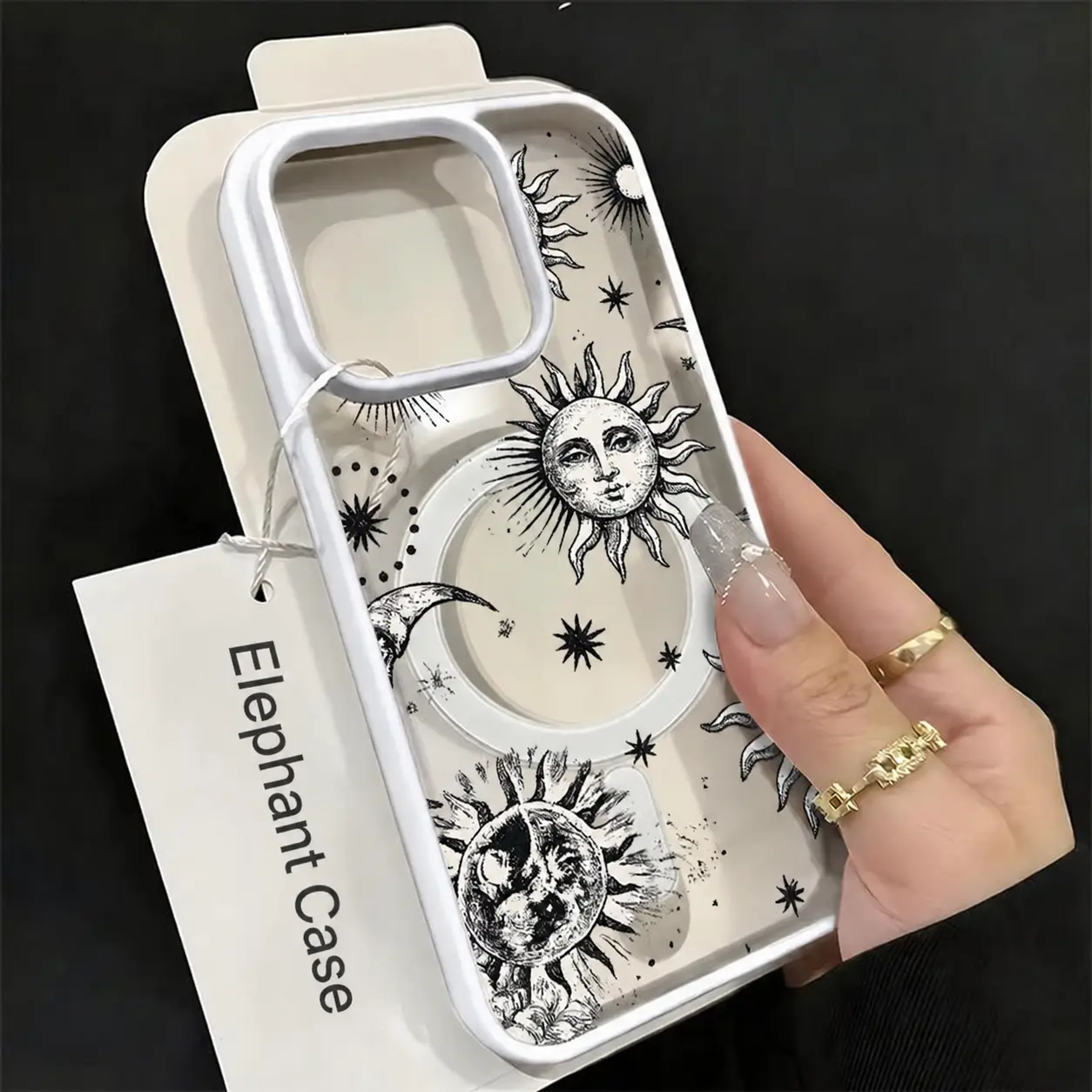 Celestial Sun and Moon Acrylic Magnetic Cellphone Case - Vintage Cosmic Style, Anti-Drop Shockproof Acrylic Shell with Dual Heat Dissip., Camera Protection for iPhone 17,16,15,14,13,12,11 Plus Pro Max,A17 Devices