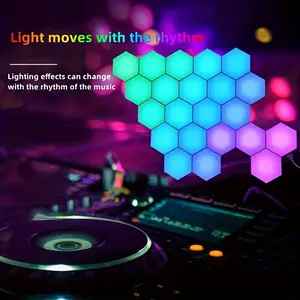 3/10pcs per Set, Honeycomb Ambient Pickup Lights, DIY Connection, Music Rhythm, 11 Smart Pickup Modes Switching, Button Control, Decorative Lights for Bedroom and Living Room Novelty Night Light  Thanksgiving gift, Christmas Gift TikTokShopBlackFriday