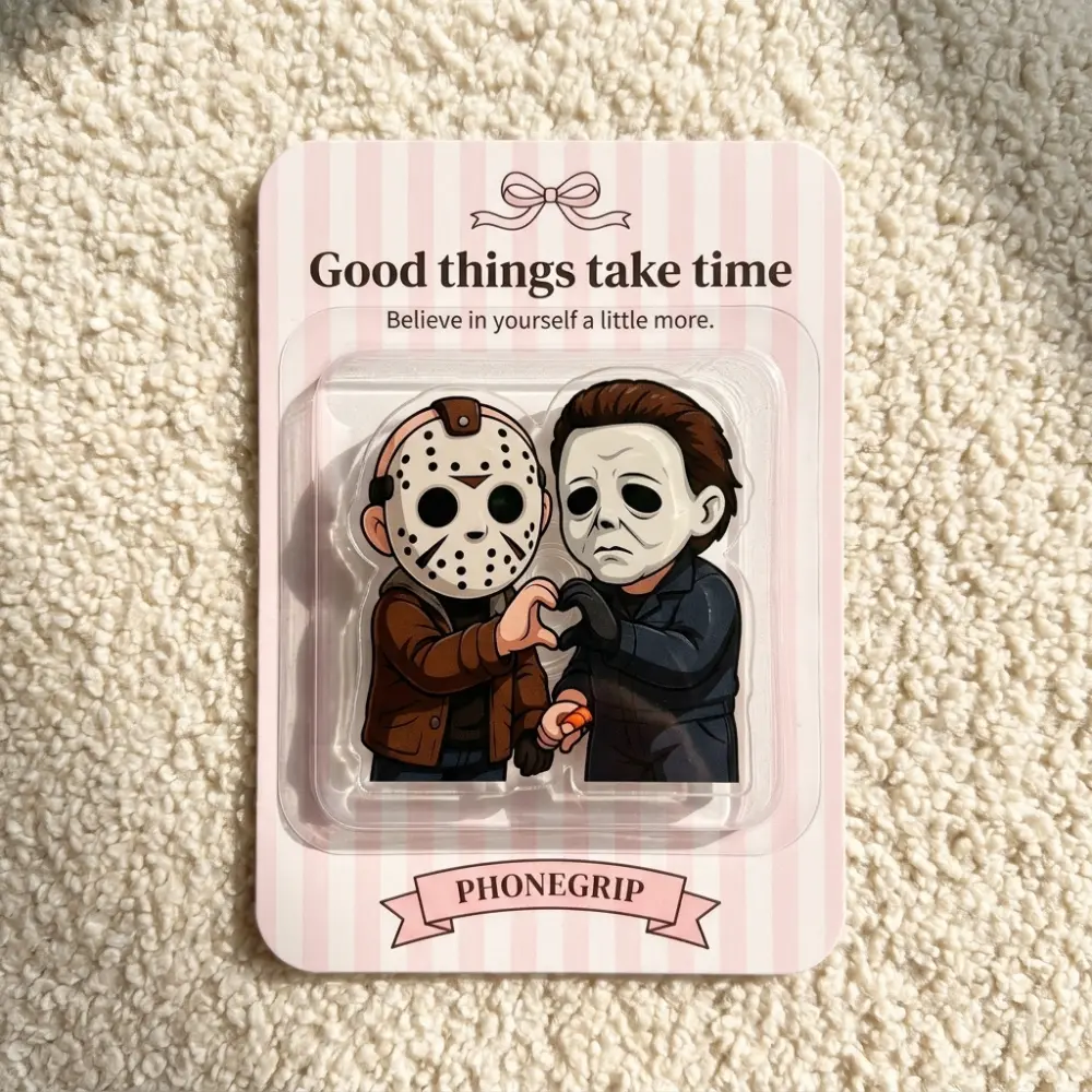White Mask Horror Phone Grip, Dark Spooky Mobile Holder For Classic Slasher Movie Fans