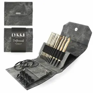 Lykke Driftwood 6" Interchangeable Tunisian Crochet Hook Set with Carrying Case | 12 Crochet Hooks Size US E - P