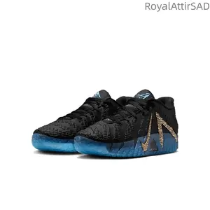 Black and blue retro anti-slip and wear-resistant retro basketball shoes