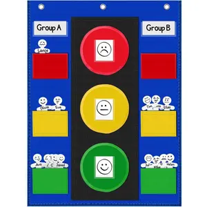 Behavior Chart for Classroom 26"H x 19" W Student Behavior, Emotions, and Group Management Pocket Chart Stoplight Behavior Chart for  at  with 35 Dry Erasable Cards