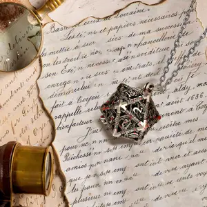 Mini DND Dice Metal 7 Set Mini Dice Necklace, D20 Necklace and Keychain Portable and Dragon Eye Bag for Dungeons & Dragons Dice(Mini bronzing), Gifts for Her Him