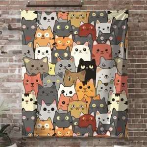Cartoon Cats Sherpa Fleece Blanket: Cozy Cat Lover Throw