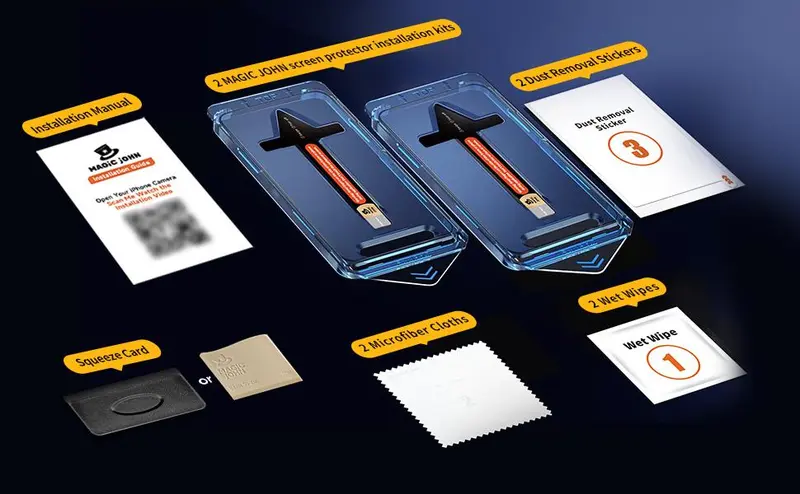 Product Introduction of MAGIC JOHN 2-Pack Screen Protector for iPhone, Samsung, and Google–Crystal Clear, Scratch-Resistant, Ultra-Smooth Touch, Privacy Protection, Circular Polarized Eye Protection, Easy Installation 23