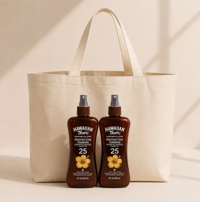 Hawaiian Tropic Protective Tanning Oil Sprays, 2-Pack, SPF 25, Lightweight & Reusable Design, Reusable, Spacious, Ideal for Beach Trips, Beach, Travel & Outdoor Activities, Outdoor Adventures, Pool Days