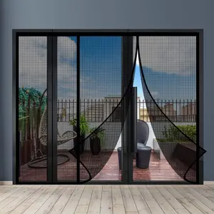Door Screen Fit Door Size 72 x 80 Inch,  Durable Reinforced Fiberglass Mesh Curtain, Heavy Duty Screen Door with Full Frame Hook & Loop for Sliding Doors,Patio