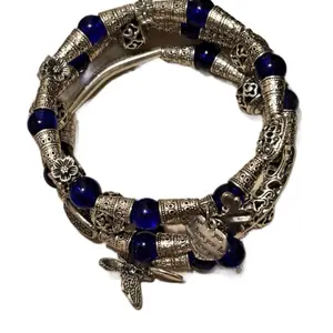 True Blue Wire Wrap Bracelet - Handcrafted Cobalt Glow Beads & Unique Design - Bold Soulful & Boldly Yours Jewelry boy girl