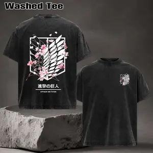 Attack On Titan Anime Unisex Tee | Wings Of Freedom AOT Shirts - Eren Acid Wash Shirt Graphic Tee Casual Menswear Soft Top Sweater, Hoodie | AOT Streetwear Style Tee