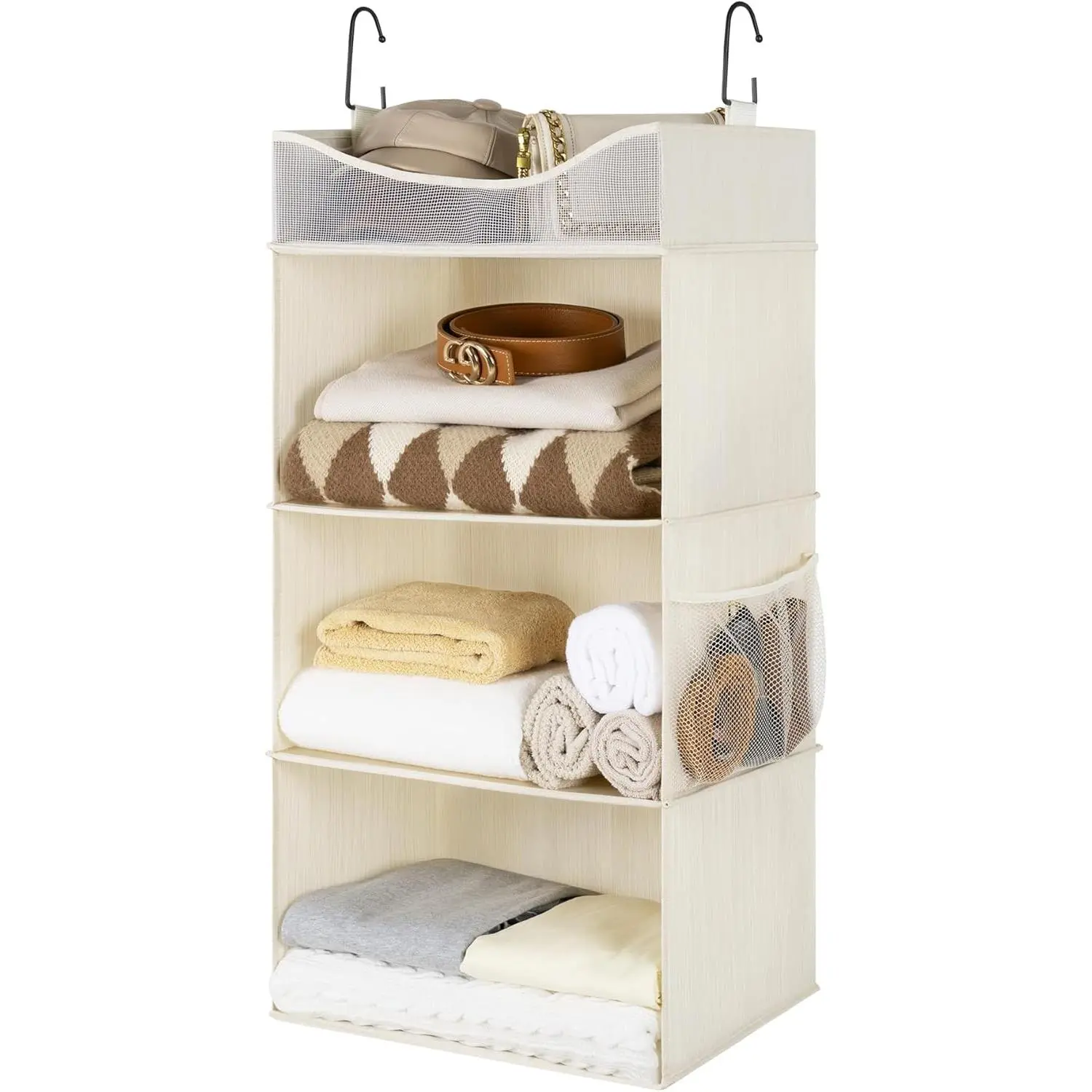 Hanging Closet Organizer, 3-Shelf Hanging Closet Shelves with Top Shelf, 15  3/4 "W x 12" D x 31" H, Extra-Large Space,  White