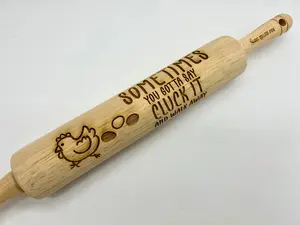 Embossed Decor Rolling Pin: "Cluck It"