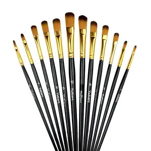 12pcs Yutiars Premium Round Tip Brushes Set Professional Paint Brush Round Pointed Tip Nylon Hair Acrylic Brush for Acrylic Watercolor Oil Painting