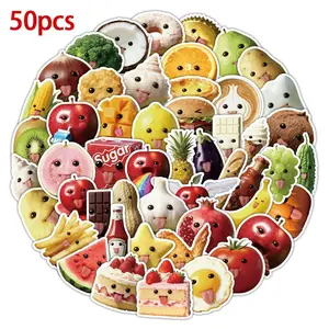 Funny Food Stickers Set, Customizable Waterproof Vinyl Material, Perfect for Refrigerator & Lunch Box Decor, Bring Joy and Laughter