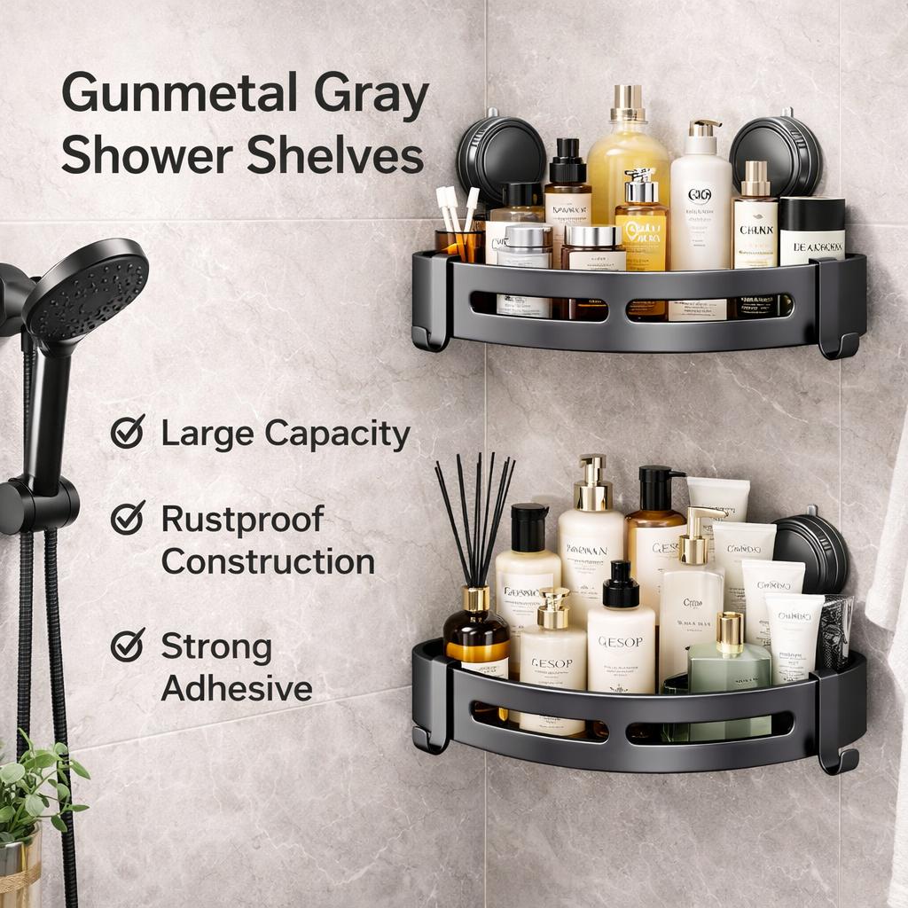 2026 Upgraded Aluminum Triangle Shower Caddy, 1/2/3-Tier Corner Shelves, Drill-free Suction Cup Wall Mount,Rustproof Bathroom Shower Organizer with Towel Hooks,Wall Mounted Storage Rack,Stainless Steel Bathroom Accessories Set,Mother's day gifts 2026 Upgraded Aluminum Triangle Shower Caddy, 1/2/3-Tier Corner Shelves, Drill-free Suction Cup Wall Mount,Rustproof Bathroom Shower Organizer with Towel Hooks,Wall Mounted Storage Rack,Stainless Steel Bathroom Accessories Set,Mother's day gifts