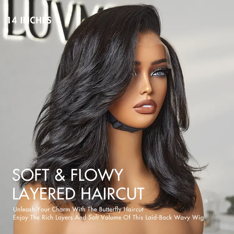 LUVME Effortlessly Chic Layered Haircut Wavy Glueless HD Minimalist Lace Short Wig Black Friday Sale — Save Big Now!