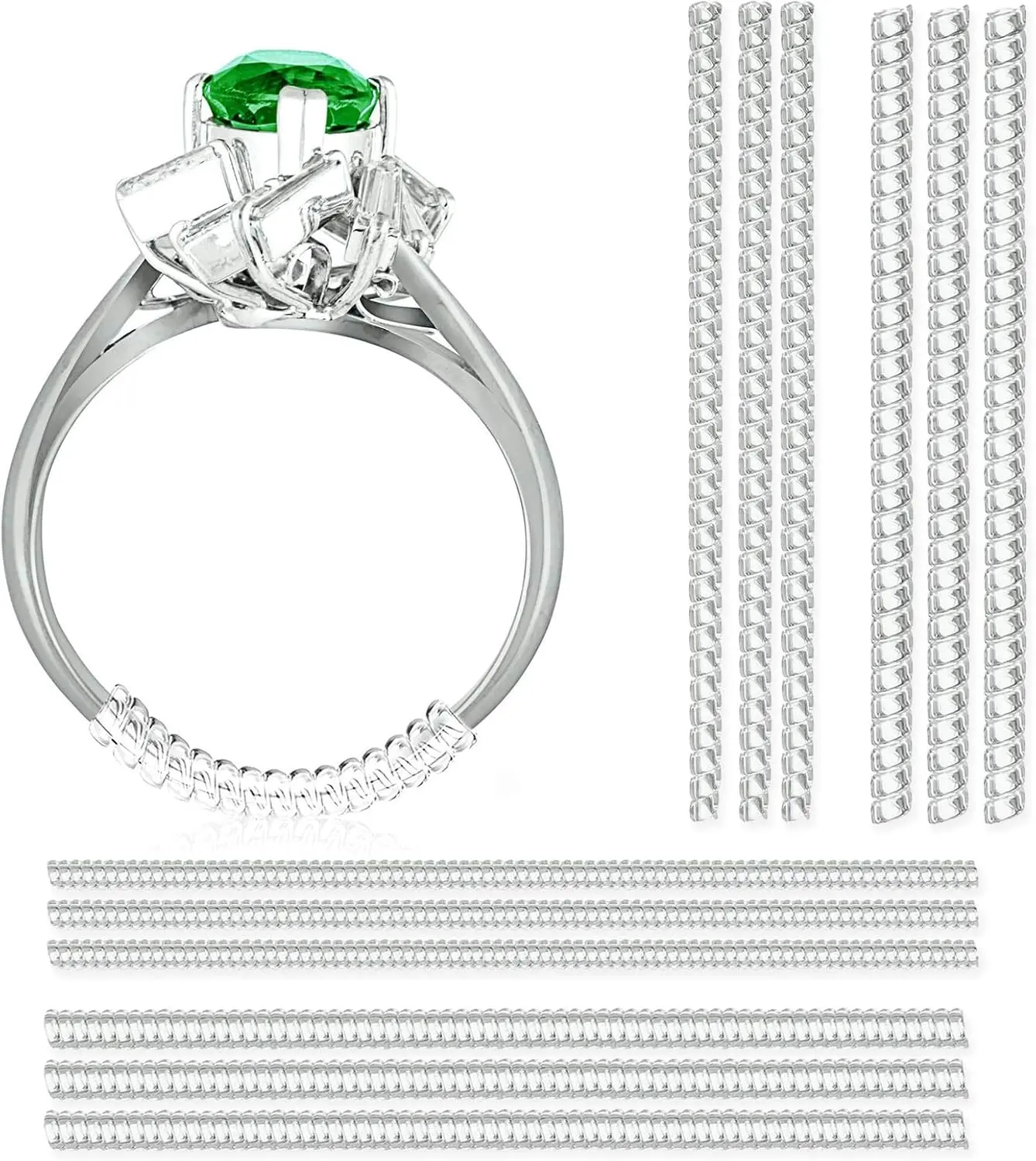 12 Pack Clear Ring Size Adjuster, 4 Sizes Ring Sizer for Different Band Width, Invisible Ring Guards for Loose Rings