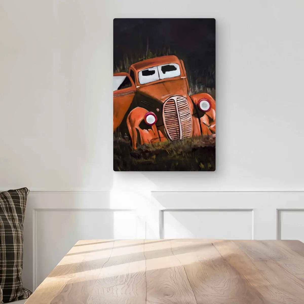 Begin Home Decor C1MP1218PHX00C 12 x 18 in. Humpy Old Car by Night Wall Art - Brown Transportation Metal Print
