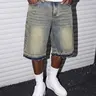 Men's Vintage Washed Denim Jean Shorts, Loose Fit, Loose Non-Stretch American Streetwear Jorts, Sizes S (W32) to XXL (W40), Menswear