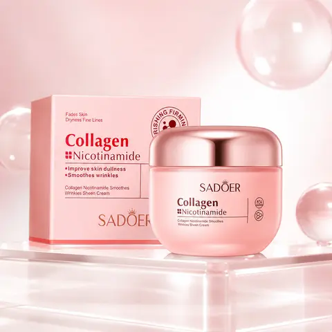 3pcs Korean Collagen-Niacinamide Brightening Facial Cream Jars - Advanced Firming/Lifting Formula, Deep Hydration, Hydrating Moisturizing Face Care Products, Anti-Wrinkle, Luminous Radiance, All Skin Types