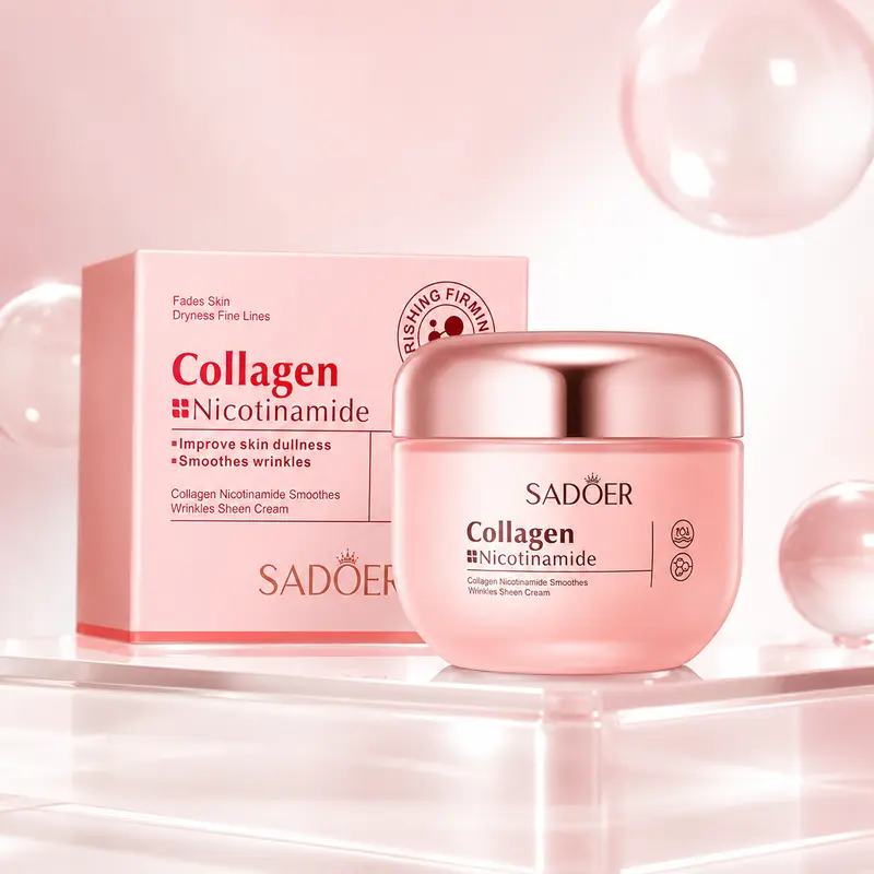 3pcs Korean Collagen-Niacinamide Brightening Facial Cream Jars - Advanced Firming/Lifting Formula, Deep Hydration, Hydrating Moisturizing Face Care Products, Anti-Wrinkle, Luminous Radiance, All Skin Types