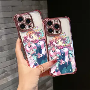 cute anime girl O-Ochaco U-Uraraka phone case Compatible with iPhone 17/16/15/14/13/12/11/Pro/ProMax/Plus/17Air/Xsmax, for Samsung S25/S24/S23/S22/Plus/Ultra/Fe/S25 Edge, Four-corner airbag electroplated anti-drop soft Case, Special Gift for Christmas