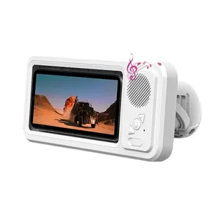 Waterproof box speaker, bathroom waterproof 360 ° rotating touch screen, Bluetooth speaker, watch movies, listen to music, phone holder Bluetooth speaker audio shower TV holder, Multifunctional Wireless Speaker, swimming pool, kitchen, bathroom, sink tikt
