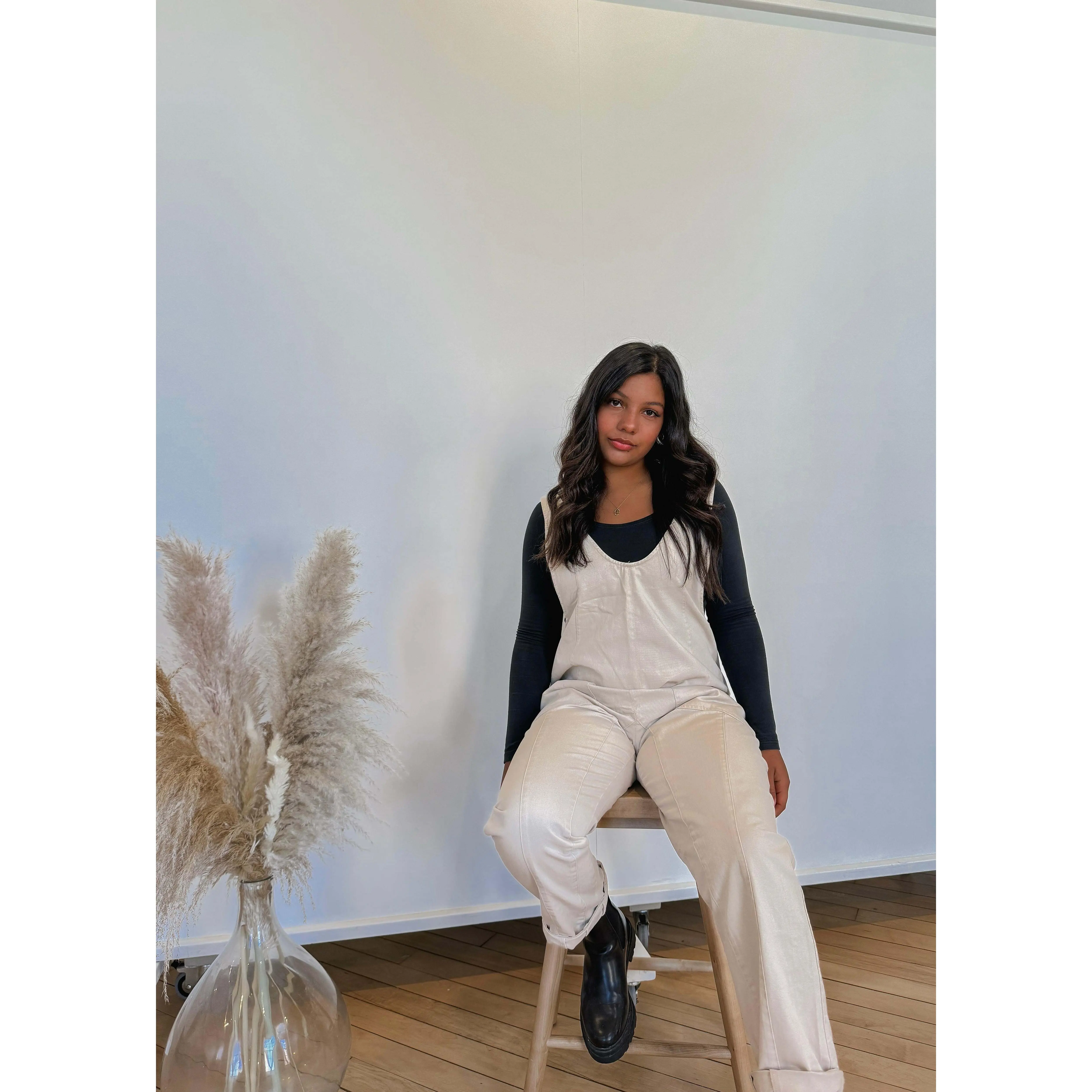 Blank Canvas Oversized Overalls - TAUPE