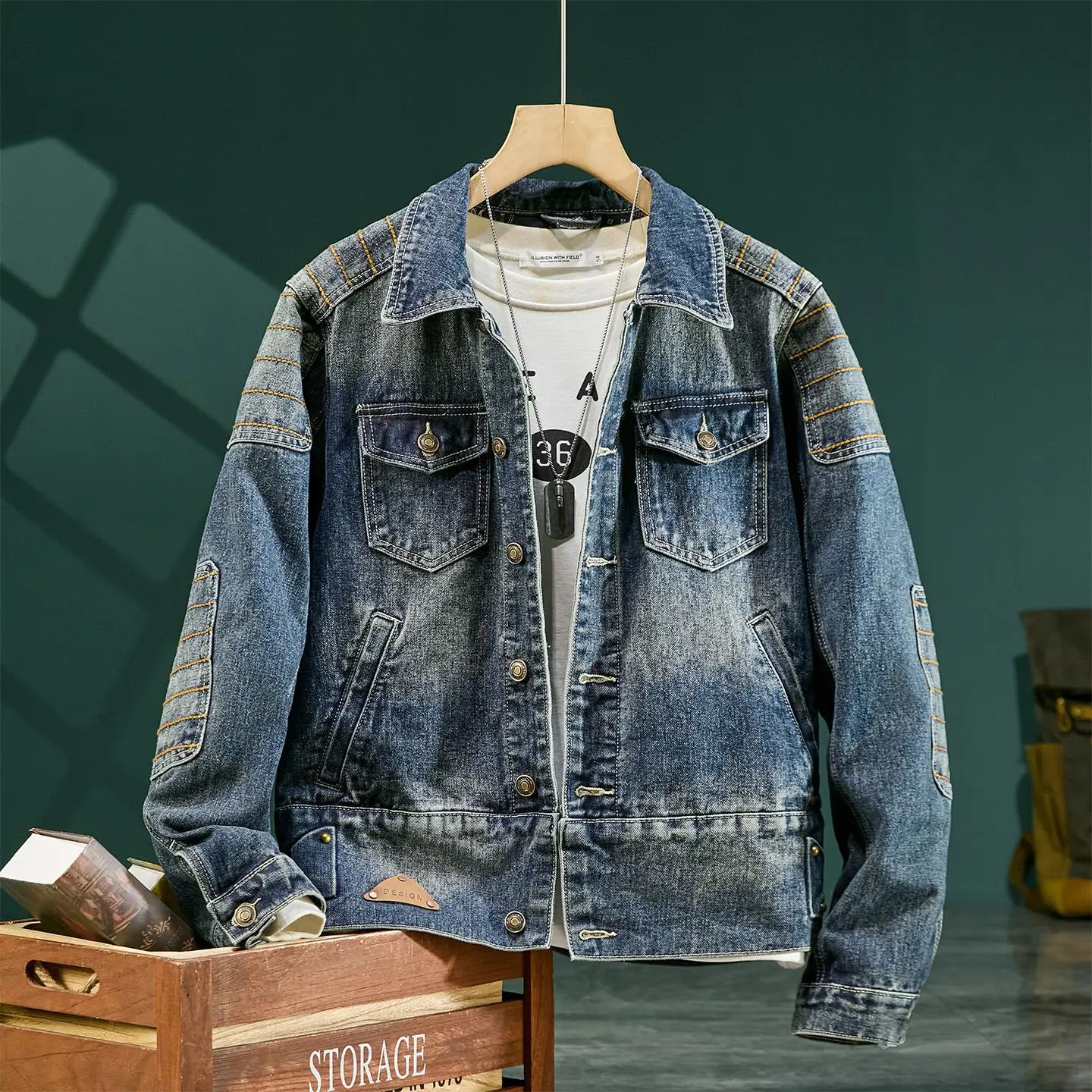 Classic Vintage Denim Jacket | Men's Everyday Casual Outerwear Menswear Coats Tops