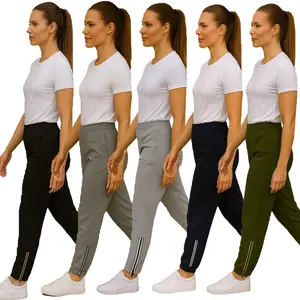 Women's 4-Pack Moisture Wicking Performance Jogger With Reflective Trim Ankle Zippers (S-2XL)
