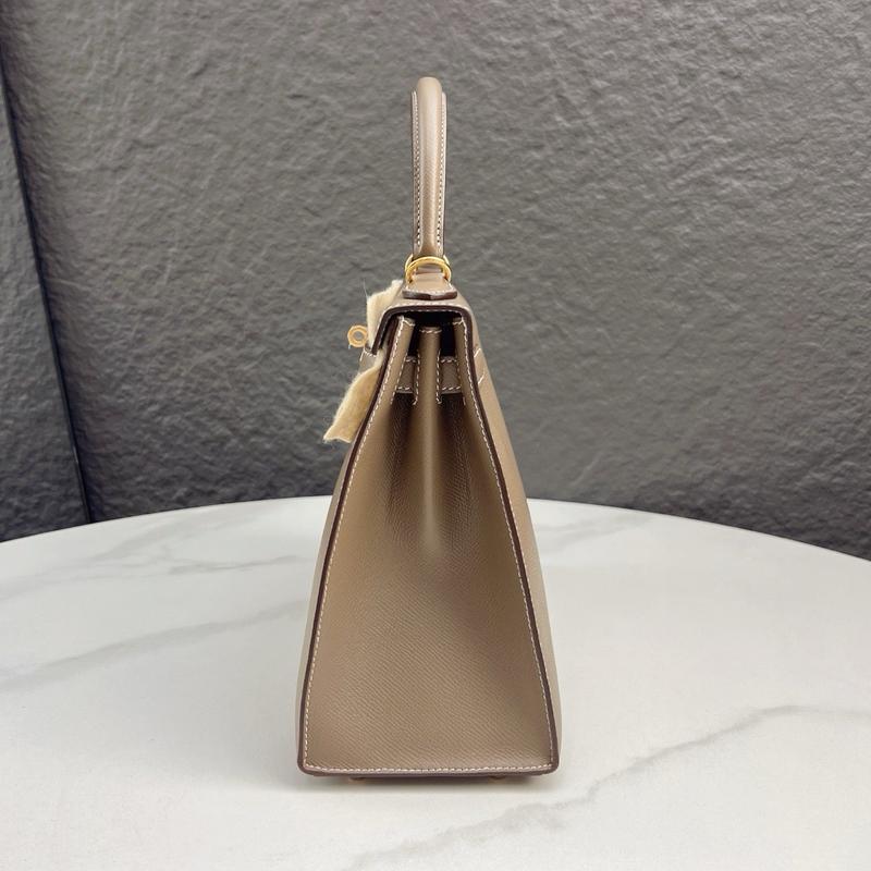 Pre-owned HERMÈS Leather tote bags Hermes Kelly 28 Epsom 18 Etoupe (mk103369)