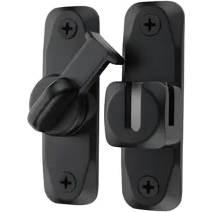 Flip Door Latch Black 180 Degree Heavy Duty Bar Gate Latches Safety Door Lock, Bold Thickened Anti-Rust Update (90-180Filp Door Latch)