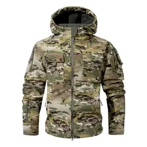 Men's Multi-Pocket Workwear Hooded Jacket, Fleece Waterproof Jacket, 9 Cl Menswear ose-Fitting Pockets Fleece Design. Menswear Coats Coats Tops Long Sleeve Operator Motocross Camo Camouflage Casual Navy Outdoorfun