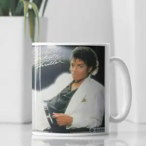2 sided MJ “Thriller” Album Mug – 11oz Ceramic King of Pop Coffee Cup, 1982 Classic Music Fan Gift, Music Album Cover Coffee Mug, Tea