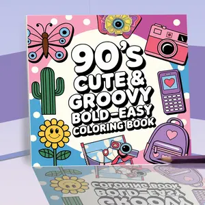 90s Cute & Groovy Coloring Book, 1 Count 20 Pages Soft Cover Coloring Book, Perfect Seasonal Gift for Friends, Colleagues, and Family, School Gift, Colorful, Craft Drawing Supplies, Art Marker Pen, Coloring Book Markers