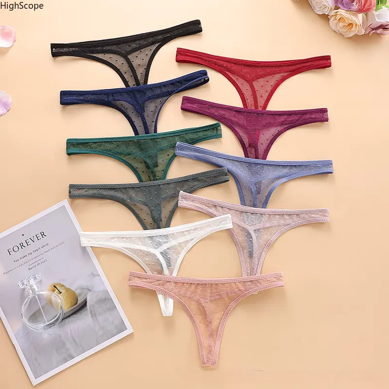 Women's 10pcs Sheer Mesh Low-Rise Thongs, Lace T-Back Breathable Sexy Lingerie for Sports & Outdoor Accessory Use