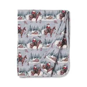 Western Baby Blanket - Cowboy Christmas Bamboo