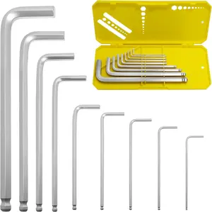 9-Piece CR-V Ball-End Hex Key Set, Metric 1.5-10MM Allen Wrenches with Ergonomic Non-Slip Handles, Portable Storage Case for Furniture, Bike Repair