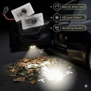 2Pcs Wireless HD Courtesy Step Lights, Plug and Play Door LED Logo Projector Fit for Tesla Model 3/Y/S/X