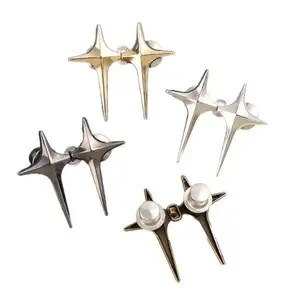 Y2K Cross Star Waist Cinch Clips, 1 Pair, No-Sew Adjustable Jean Button Pins, Reusable Pant Waist Tightener for Jeans, Skirts & Pants