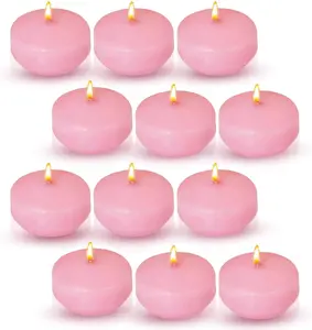 12-Pack Floating Candles – Hand-Rolled Round Candles for Parties, Valentine's Decor & Special Occasions