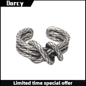 Trendy Retro Old Python Pattern Open Ring Fashion Personality Niche Punk Men's Jewelry