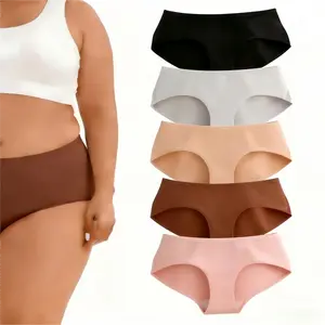 Chawah Plus Size XL-5XL Big Curvy Women’s Panties 5-Pack, Breathable & Comfortable Stretchy Cotton Lingerie For Everyday Wearing