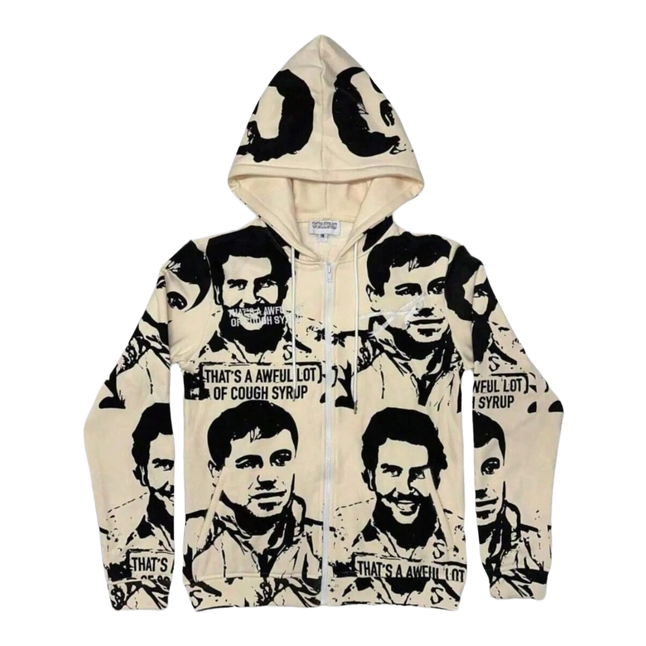 Asaa.lii Graphic Portrait Zip Hoodie – Minimal Y2K Streetwear Oversized Full Zip Jacket