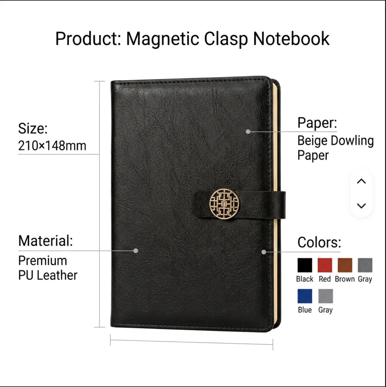 Rocemeth A5 Notebook, PU Leather Retro Buckle Elegant and Secure Closure, Classic Portable Printed, Durable Protection Business Gift Set for Special Occasions, Bulk Promotional Office Stationery Diary Paper