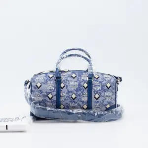 Pre-owned MCM Denim Crossbody Bags Blue Small Boston Bag BGP205923