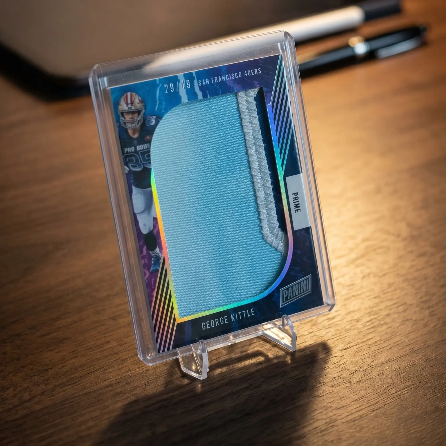 Panini George Kittle Prime Jumbo Patch 49ers Memorabilia - San Francisco Fans' Absolute Monster Patch Card with Multi-Texture Window