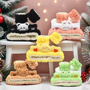Cute Cartoon Design Hair Band & Wristband Set, Soft Makeup Headband & Wristband, Heatless Styling Tools for Home, Outdoor Makeup, Cleaning, Hair Accessories