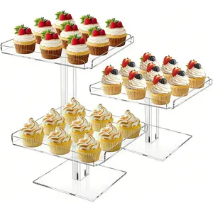 3 Tiered Serving Tray Set for Entertaining, 9"  Dessert Stands, Cupcake Stand Buffet Risers for Wedding Birthday Party  Shower