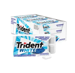 Trident White Peppermint Sugar-Free Chewing Gum, 9 Packs of 16 Pieces (144 Total Pieces)