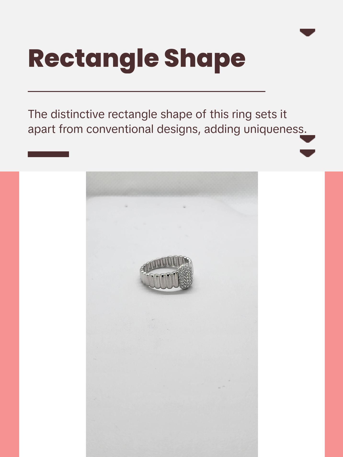 Brand New Sterling Silver 925 Rectangle Cz Ring